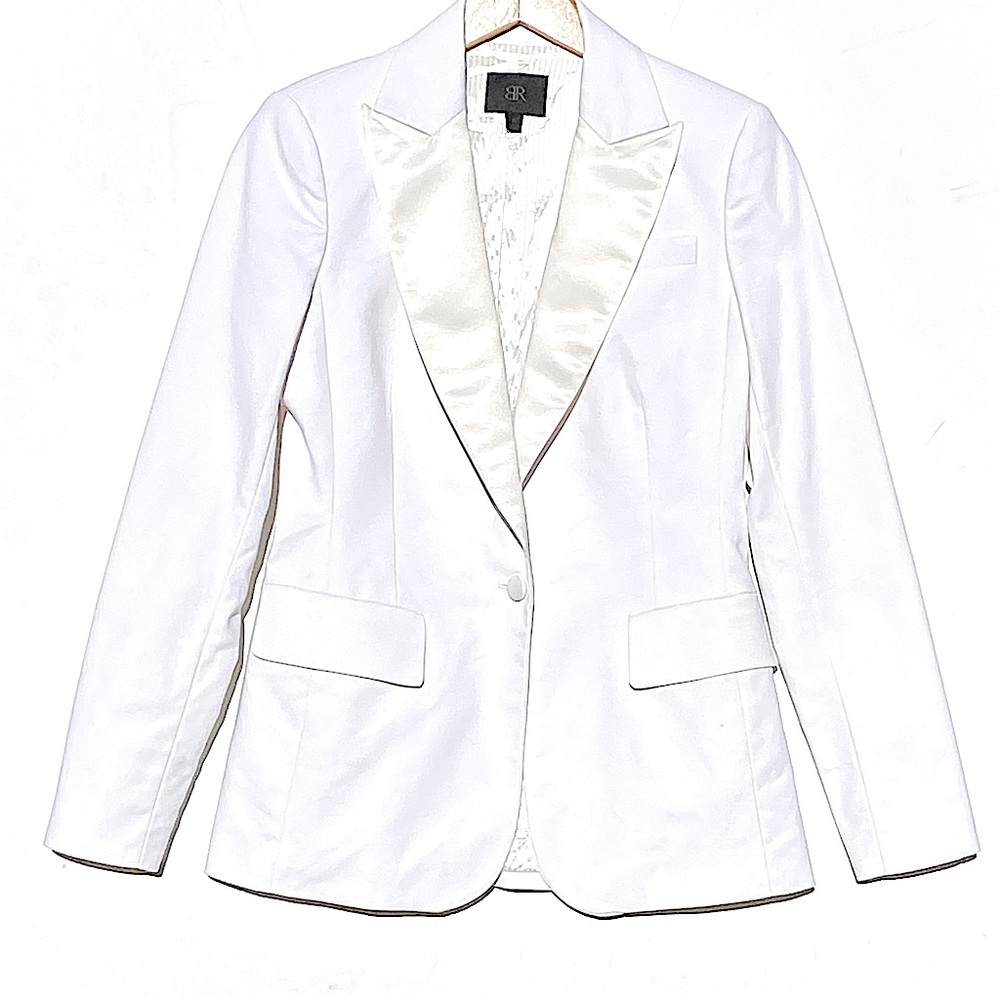 BANANA REPUBLIC Women’s White Tux Blazer Single Button Back Slit Fully Lined 6.